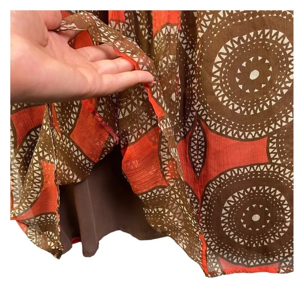 Tory Burch Silk‎ Medallion Print Sleeveless Dress Orange Brown Size 12